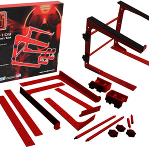 MR DJ LTS109RD Laptop Computer Stand Red Mobile Disc Jockey PC Table Rack Mount Clamp Bracket