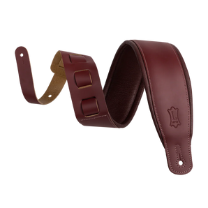 Levy's Leathers M26PD-BRG-BRG 3" Wide Amped Leather Series Guitar Strap - Burgundy