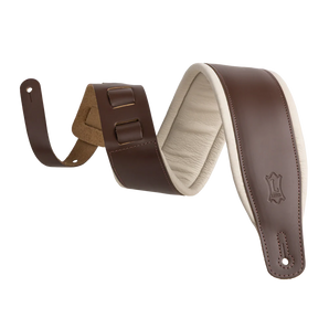 Levy's Leathers M26PD-BRN_CRM 3" Wide Amped Leather Series Guitar Strap