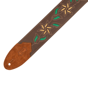 Levy's Leathers M4FV-DBR Flowering Vine Series Brown Leather Guitar Strap