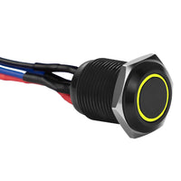 Thumbnail for Install Bay MB12Y-2 Black 12MM Round Illuminated Momentary Switches Yellow Qty 2