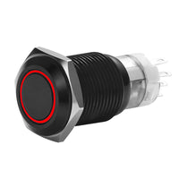 Thumbnail for Install Bay MIBRBSR16 16 mm Black Momentary Switch With Harness 5A IP67 - Red