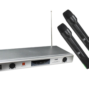 MR DJ MICVHF5200 2 Channel Professional PA/DJ/KTV/Karaoke VHF Handheld Wireless Microphone System with Digital Receiver