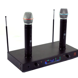 MR DJ MICVHF6000 Rechargeable Wireless Dual Handheld design Microphone System