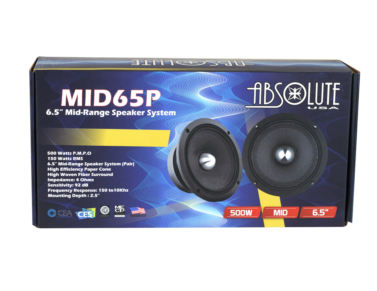 Absolute MID65P 6.5" 500W Mid-Range Aluminum Bullet Loudspeaker Pair