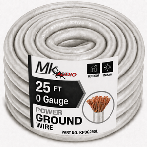 MK Audio KP0G-25S 25Ft True 1/0 Gauge Power Platinum Silver Wire Strand Cable 25' Ultra Flexible