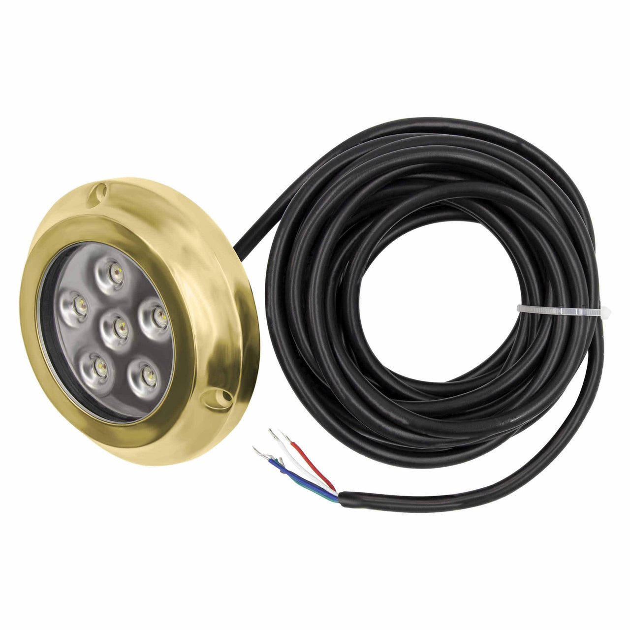 Marine ML-RGBW72W 72W RGBW Underwater Transom Light, Brass
