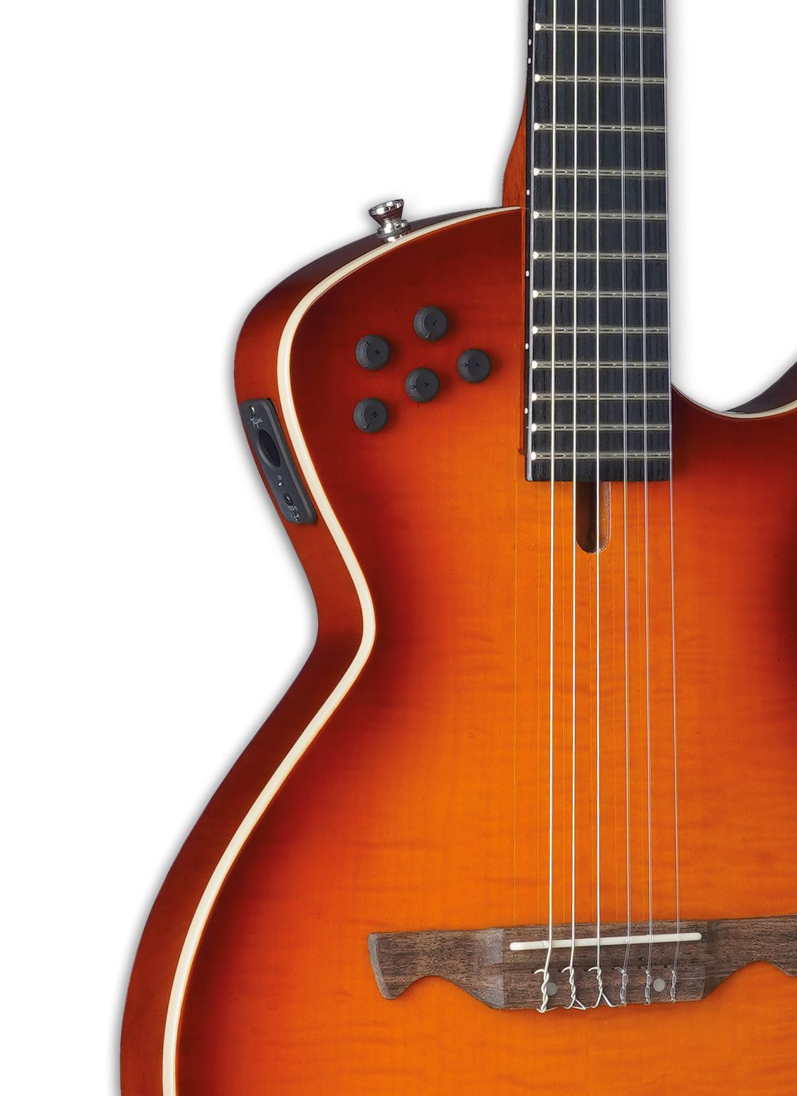 Tagima MODENA I NY-EQ-CB NylonString Thin Hollow Body Guitar - Cherry Burst