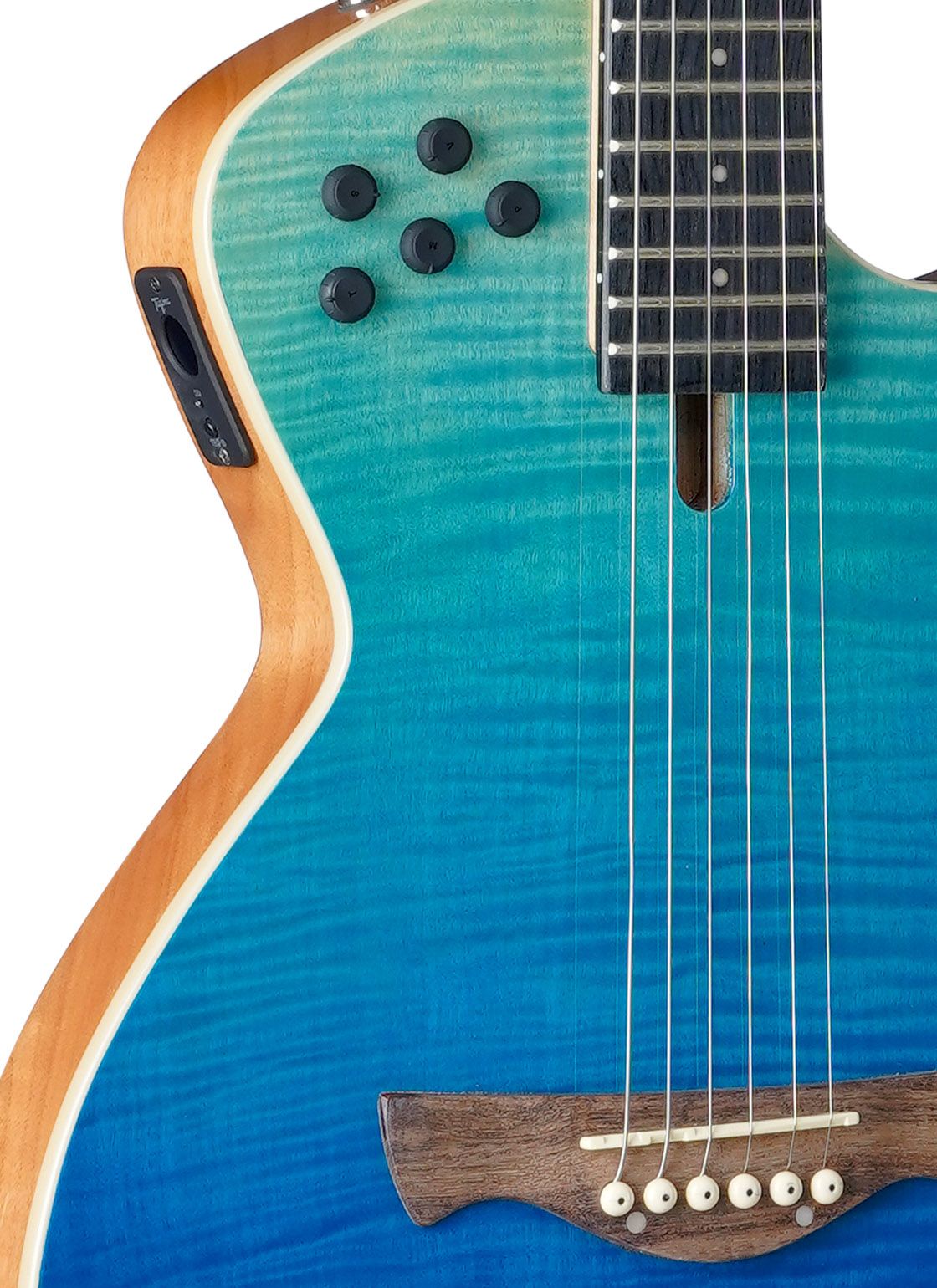 Tagima MODENA I NY-EQ-TBLF NylonString Thin Hollow Body Guitar - Transparent Blue