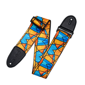 Levy's Leathers MP3SG-002 3" Stained Glass Orange and Blue Design Guitar Strap