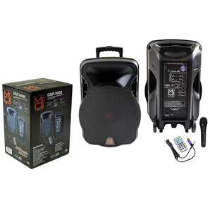 2 Mr. Dj DSP4000 15" 4000W Bluetooth DSP FM Radio USB Portable PA DJ Speaker Microphone