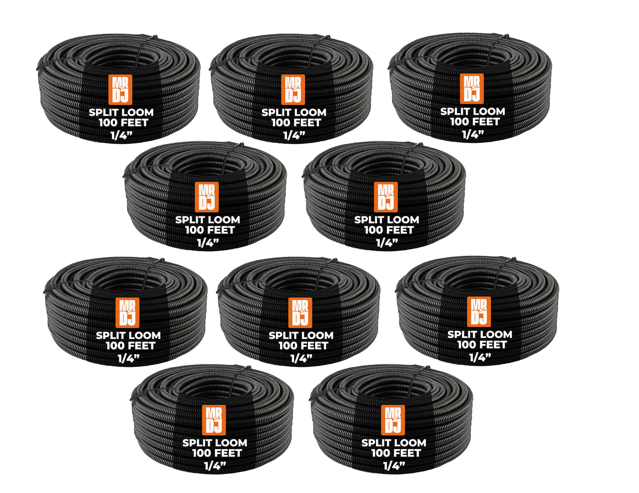 MR DJ DSLT14 1/4" 1000’ split loom tube polyethylene high temperature DJ, automotive, marine, industrial electrical wire & cable conduit