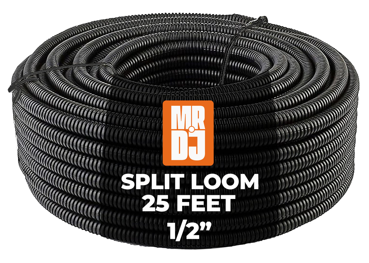 MR DJ 3-Pack 1/4", 3/8", 1/2" x 25 Feet Each Split Wire Loom Convoluted Tubing