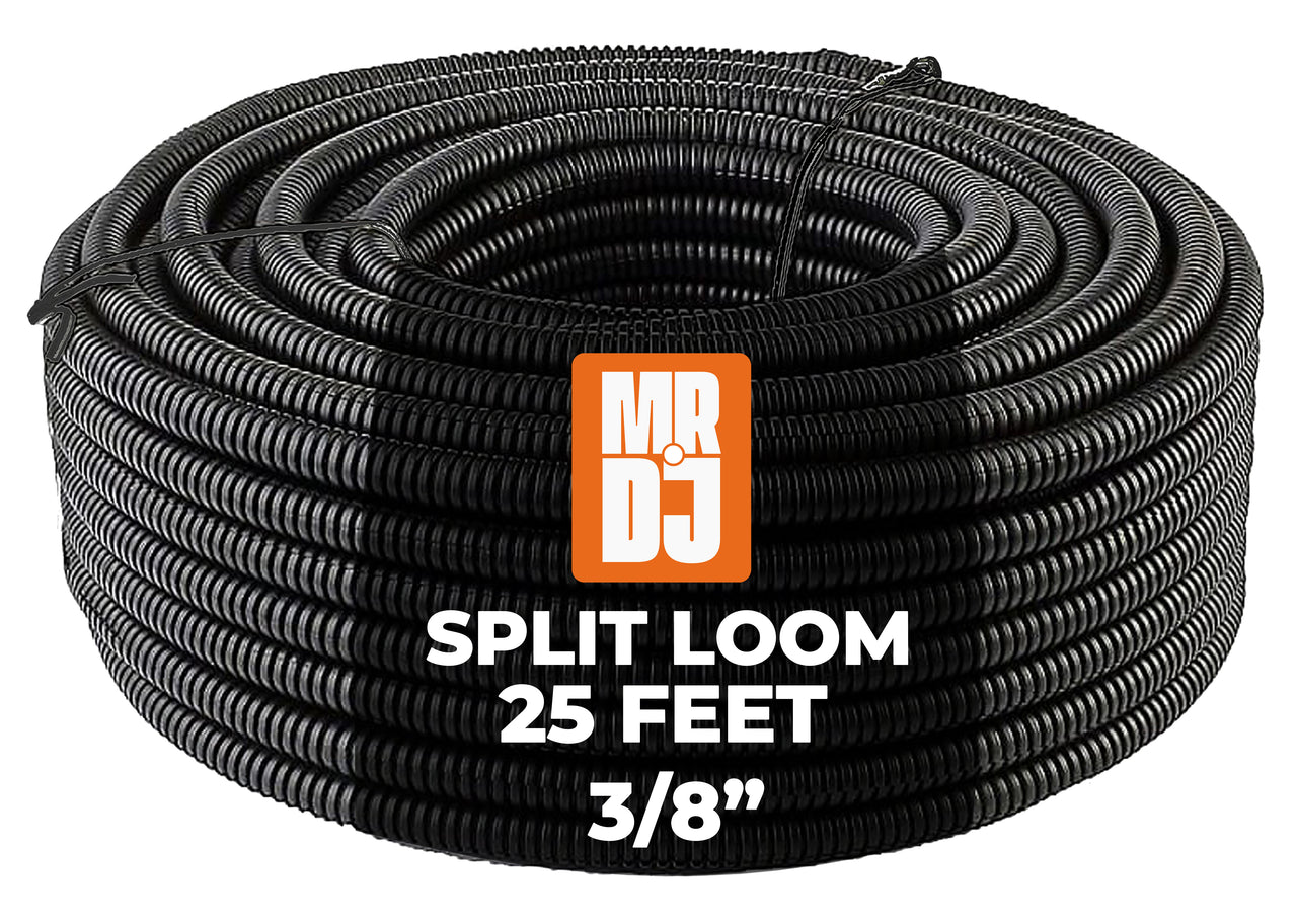 MR DJ 3-Pack 1/4", 3/8", 1/2" x 25 Feet Each Split Wire Loom Convoluted Tubing