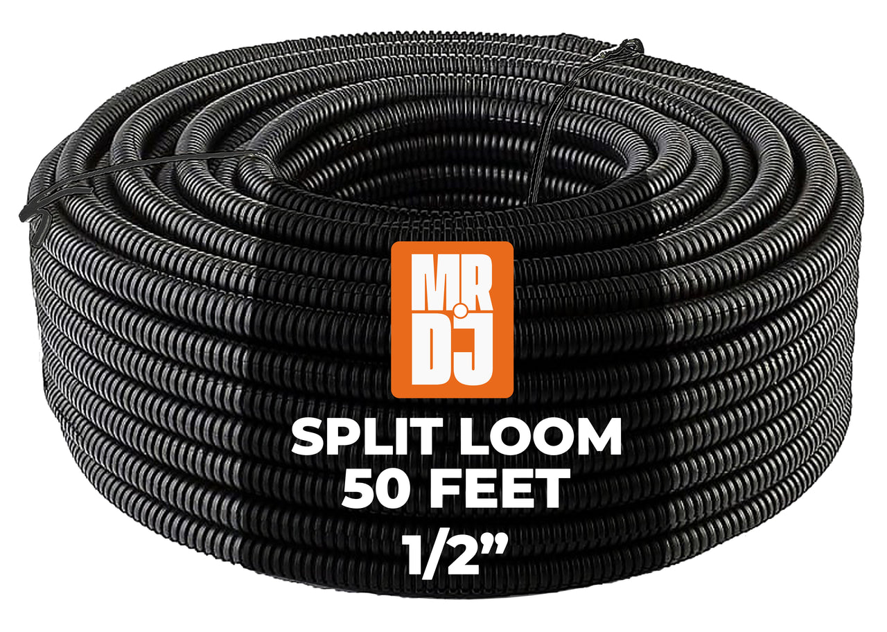 MR DJ 4-Pack 1/4", 3/8", 1/2", 3/4" x 50 Feet Each Split Wire Loom Convoluted Tubing
