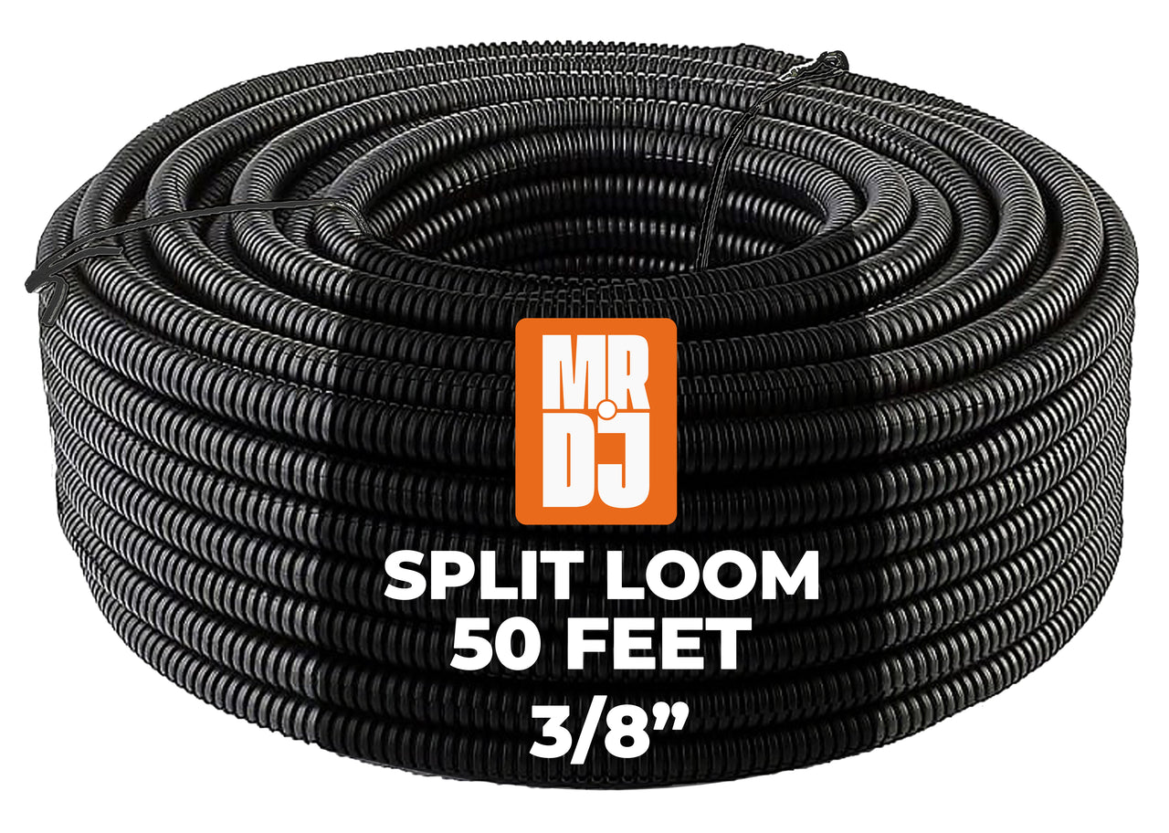 MR DJ 4-Pack 1/4", 3/8", 1/2", 3/4" x 50 Feet Each Split Wire Loom Convoluted Tubing