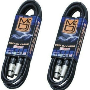 2 MR DJ 5 Pin DMX Shielded Lighting Cable 10' ft - Stage DJ XLR Data Light Cable