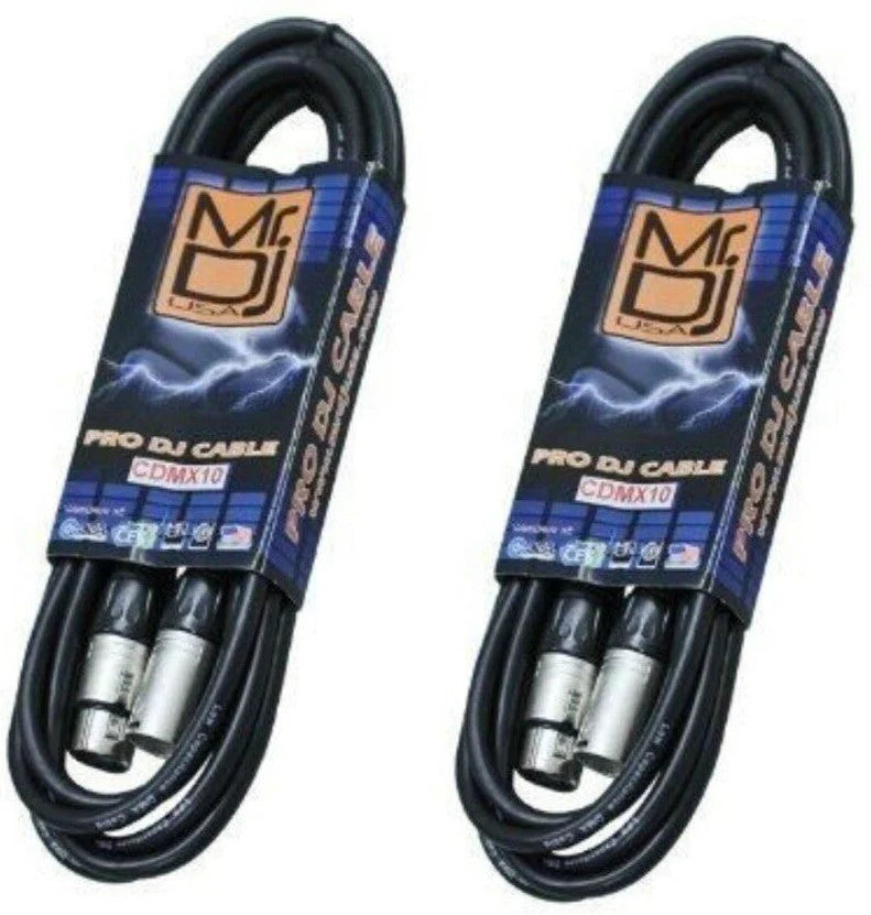 2 MR DJ 5 Pin DMX Shielded Lighting Cable 10' ft - Stage DJ XLR Data Light Cable