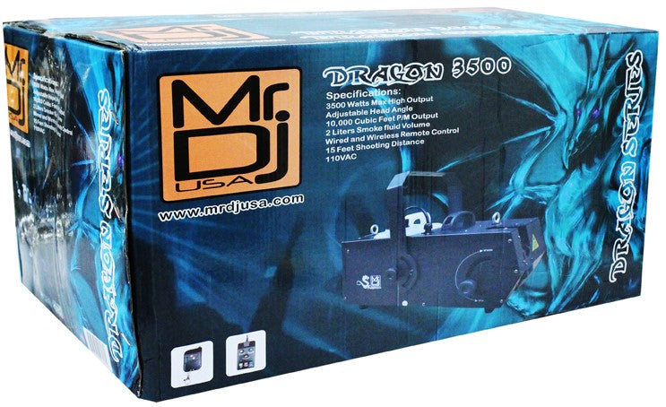MR DJ DRAGON3500 3500W fog smoke machine with wire & wireless remote & Adjustable Head Angle