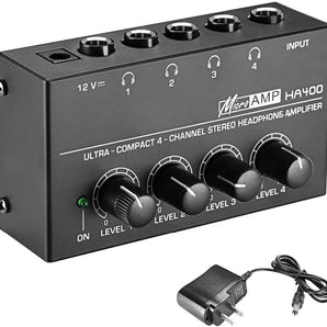 MR DJ Microamp HA400 Ultra-compact 4-channel stereo headphone amplifier