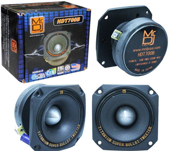 MR DJ HDT700B 3.5" 500W Black High Compression Titanium Bullet Super Tweeter for car audio and pro audio.