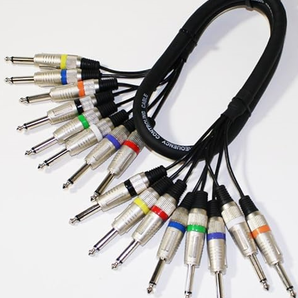 MR DJ 8Q8Q-3F-16G 8-Ch 1/4" TS Mono Snake Cable 3 Ft Professional Audio Patch Snake