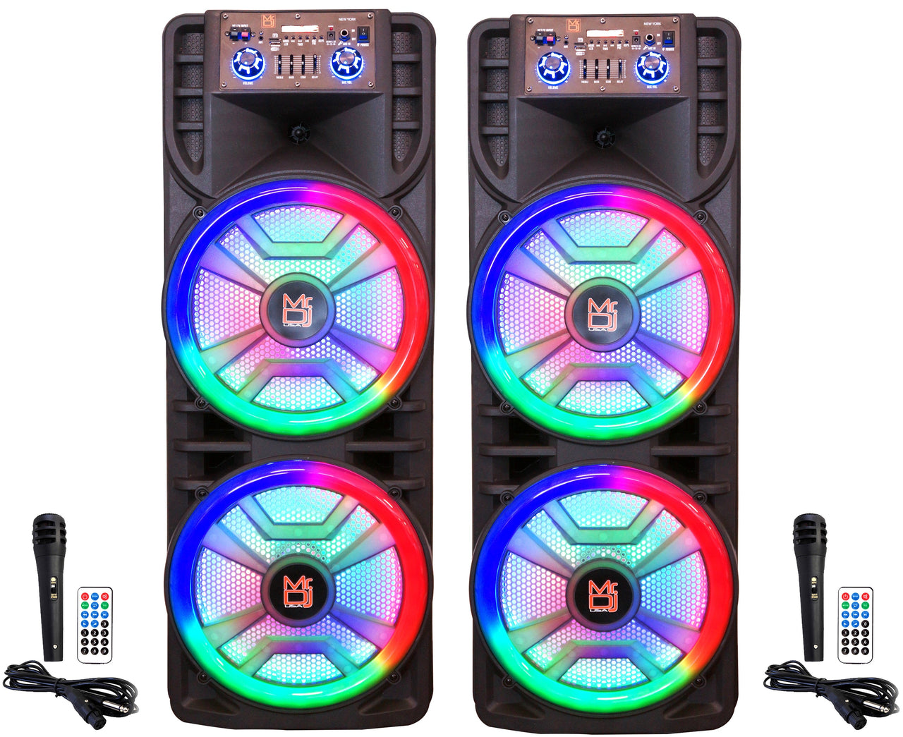 3 MR DJ NEWYORK+ 12" X 2 Rechargeable Portable Bluetooth Karaoke Speaker with Party Flame Lights Microphone TWS USB FM Radio (Copy)