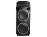 Mr. Dj PSBAT6200 dual 15 inch portable rechargeable active pa speaker with built-in Bluetooth and LED lights