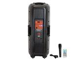 Mr. Dj PSBAT6200 dual 15 inch portable rechargeable active pa speaker with built-in Bluetooth and LED lights