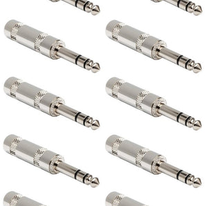 MR DJ QMHS10 Stereo 1/4" 6.35mm Male Audio Plug Connectors 10 Pack