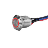 Install Bay MS12R-2 silver 12MM round illuminated momentary switches with red light and wires.