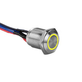 Install Bay MS12Y-2 silver illuminated momentary switches with yellow ring and wires.