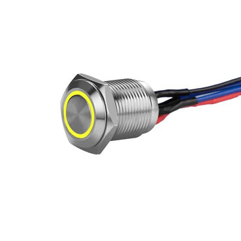 Install Bay MS12Y-2 silver illuminated momentary switches with yellow ring and wires.