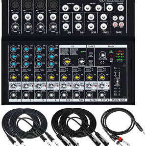 Mackie Mix12FX 12-channel Compact Mixer with 1/4", XLR, 3.5mm cable