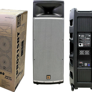 MR DJ PRO215BT PRO PA DJ Dual 15" 3-Way Powered/Active DJ PA Multipurpose Live Sound Loudspeaker