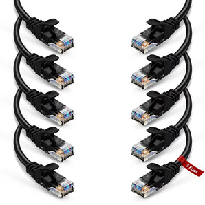10 Patron Cat6a Ethernet Network Patch Cable RJ45 23AWG 600M Solid Copper Wire 3' Black