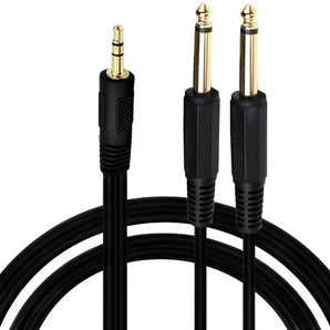 MR DJ CEQY6P 6Ft 3.5mm Mini TRS Stereo to Dual 1/4" TS Mono