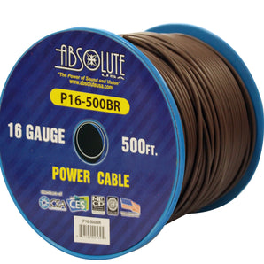 Absolute USA P16-500BR 16 Gauge 500FT Primary Power &amp; Remote Wire – Brown