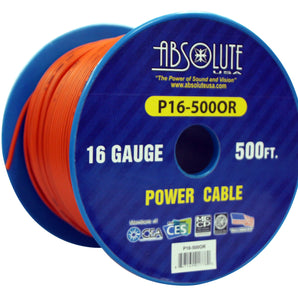 Absolute USA P16-500OR 16 Gauge 500FT Primary Power & Remote Wire – Orange