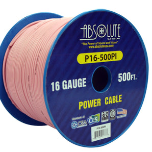 Absolute P16-500PI 16 Gauge 500FT Primary Power &amp; Remote Wire – Pink