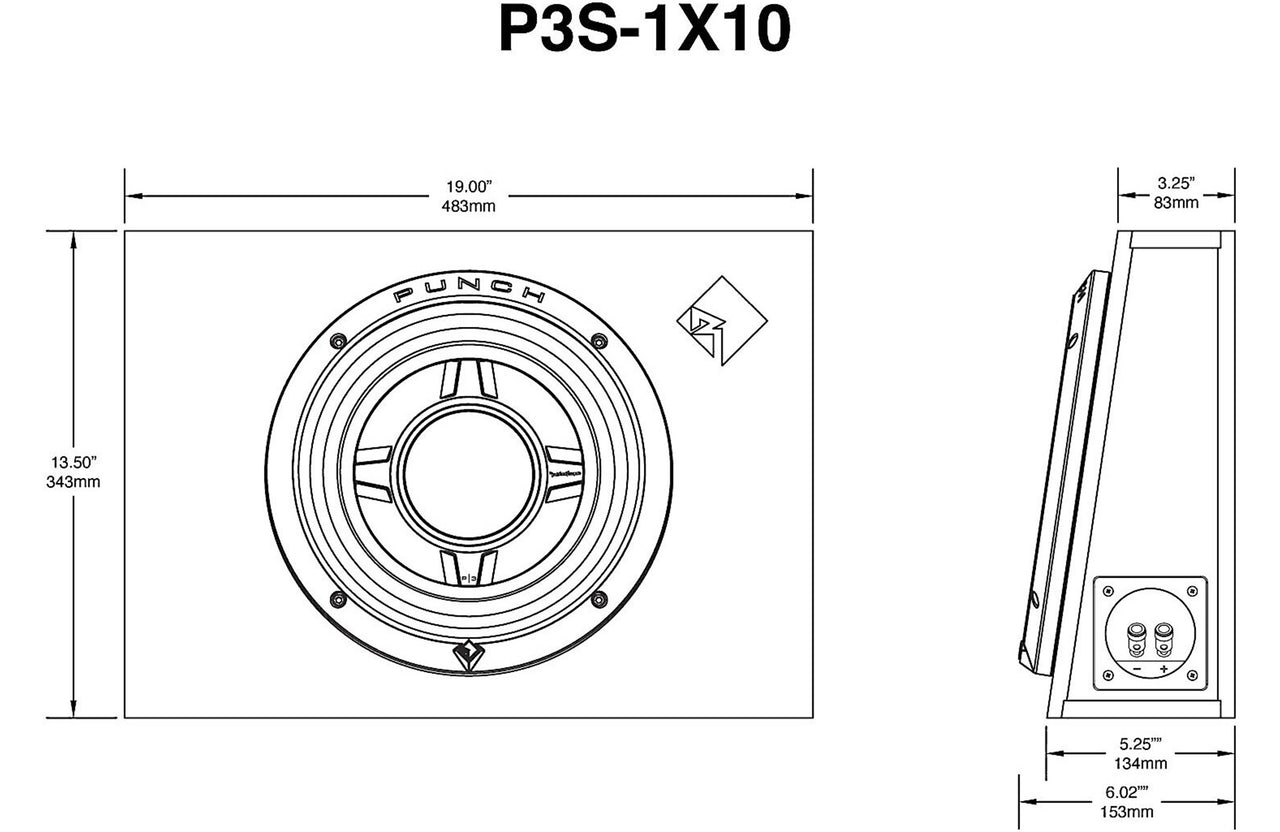 Rockford Fosgate P3S-1X10 Punch Single P3S 10" Shallow Loaded Enclosure