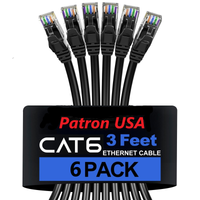 Thumbnail for 6 Patron Cat6a Ethernet Network Patch Cable RJ45 23AWG 600M Solid Copper Wire 3' Black