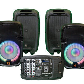 MR DJ PBX210COMBO+ Portable all in One Personal PRO PA/DJ KTV System 2X 10" 3000W Active Speaker Detachable Mixer & Stands