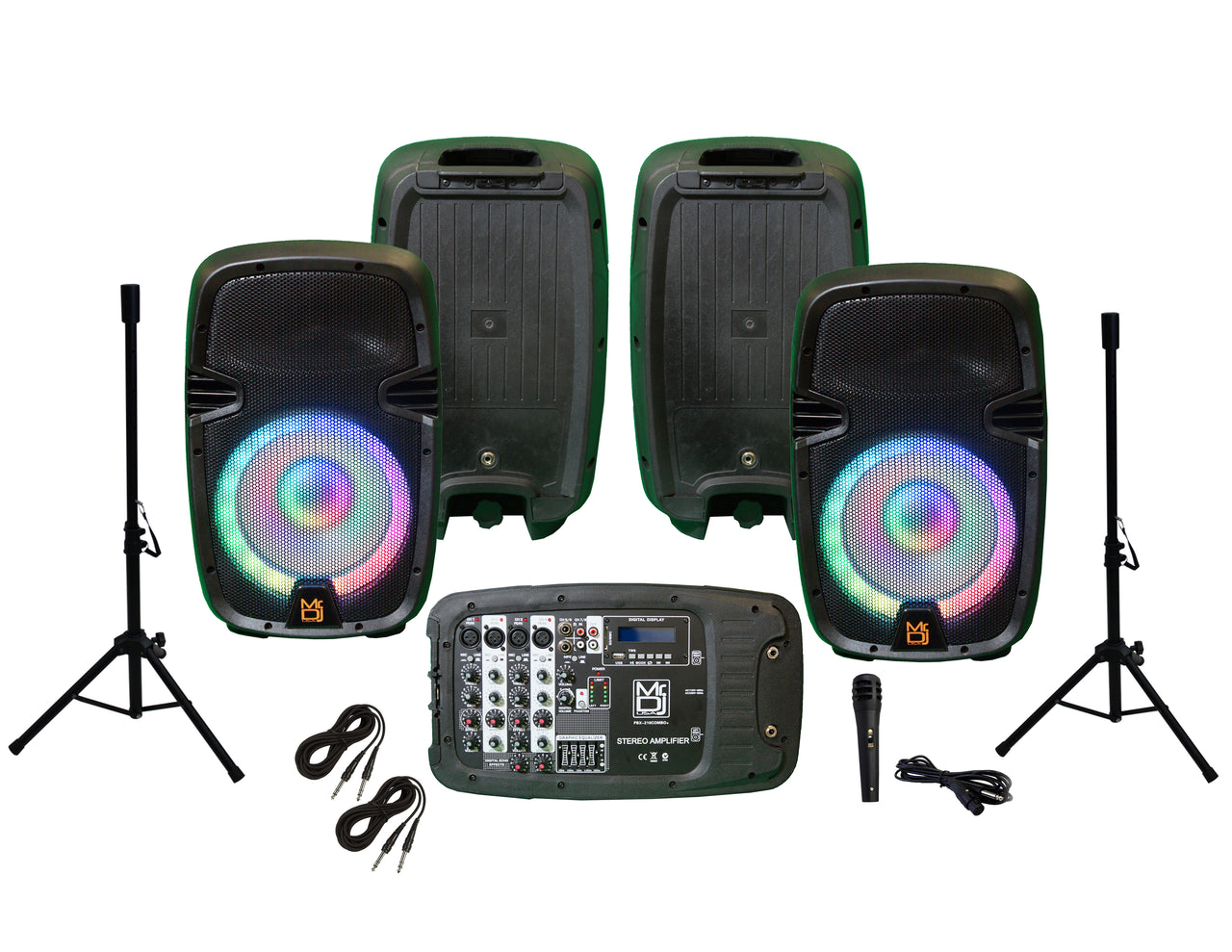 Portable all in One PA/DJ 2X 10" 3000W Active Speaker Detachable Mixer Stands