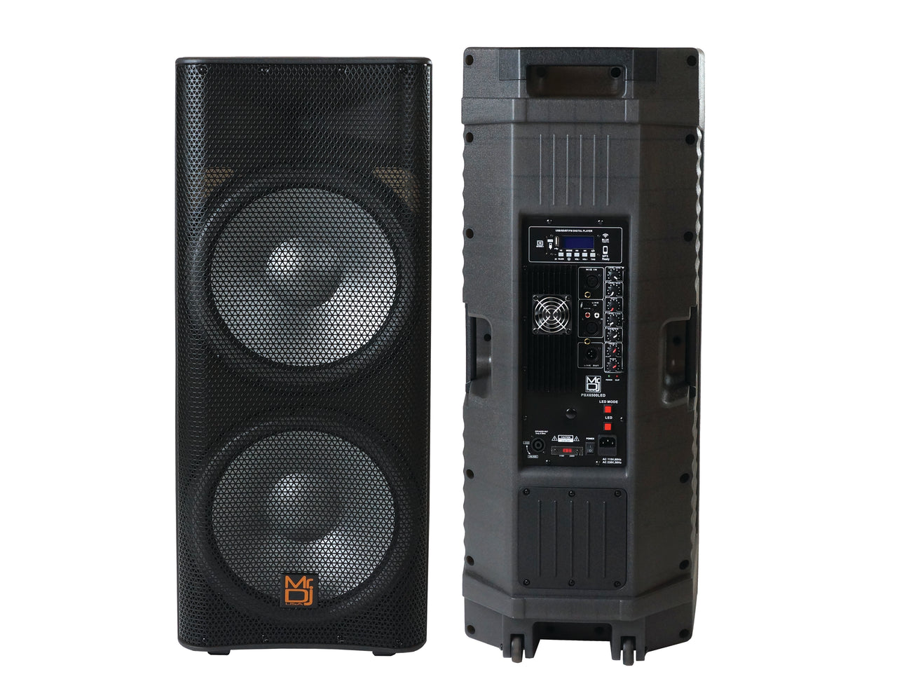 MR DJ PBX6500LED PRO PA DJ Dual 15” 3-Way Full-Range Powered/Active Live Sound Bluetooth Loud Speaker