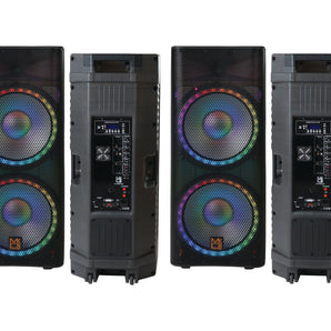 2 MR DJ PBX6500LED & PBX6500S Dual 15" 3-Way Full-Range Powered/Active and Passive DJ PA Multipurpose Live Sound Bluetooth Loudspeaker