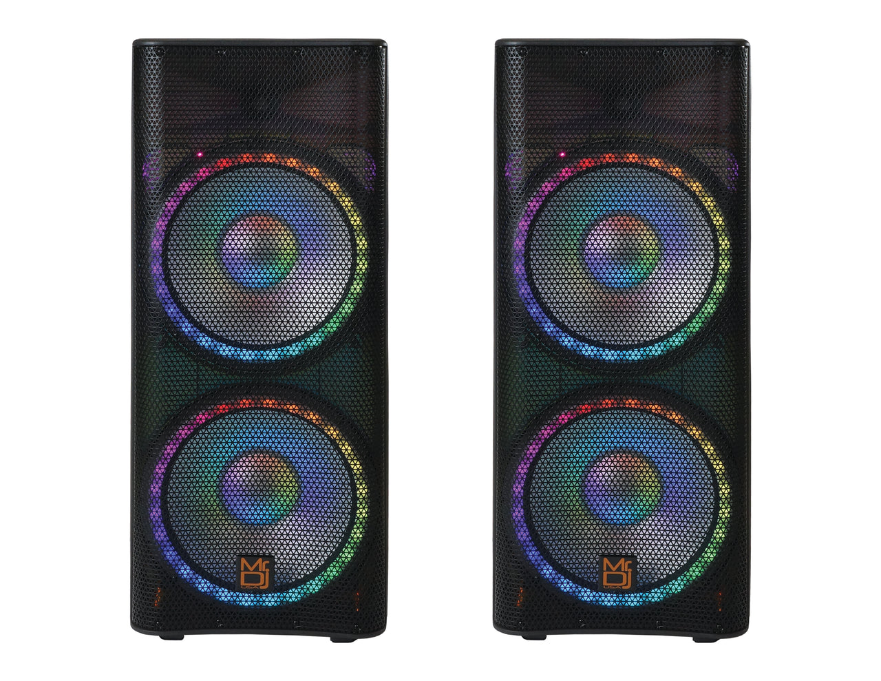 2 MR DJ PBX6500LED & PBX6500S Dual 15” 3-Way Full-Range Powered/Active and Passive DJ PA Multipurpose Live Sound Bluetooth Loudspeaker