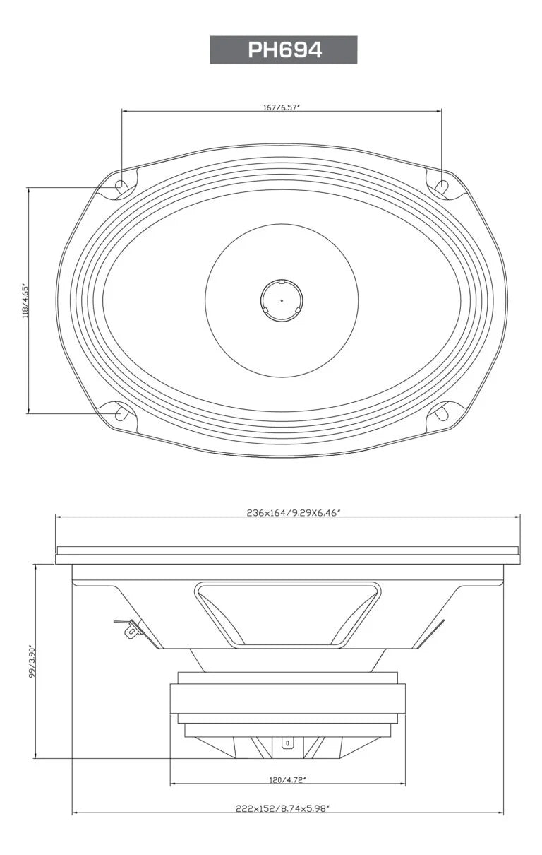 Cerwin Vega PH694 PRO Series 6"x9" 2-Way Full-Range Coax Horn Speakers
