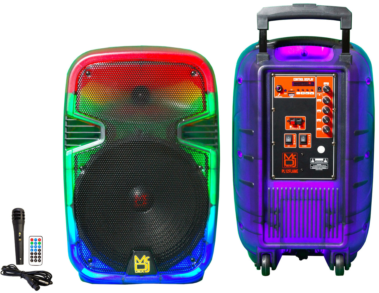 2 MR DJ PL12FLAME 12" Portable Translucent Bluetooth Speaker