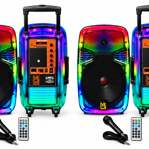 2 MR DJ PL12FLAME 12" Portable Translucent Bluetooth Speaker